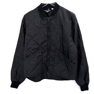 VTG Golden‎ Fleece Black Quilted Bomber Liner Jacket Size 44 L/XL Made in USA